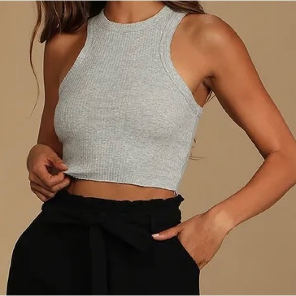 Lulus Grey Ribbed Crop Tank Top - Picture 5 of 10
